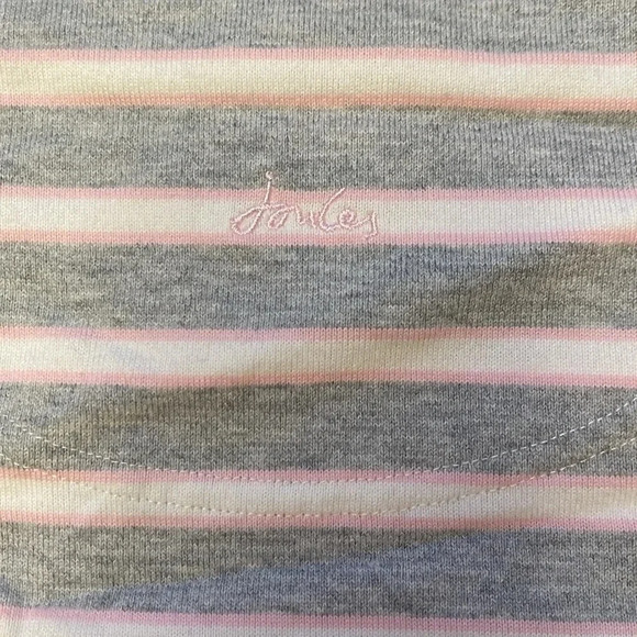 Joules gray and pink striped boat neck shirt size 2 - Picture 6 of 6